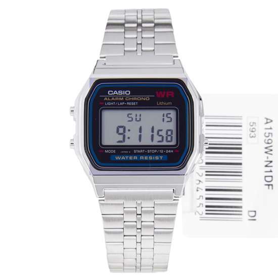 Casio Alarm Chrono Silver Mens Retro Watch A159W-N1D A159W