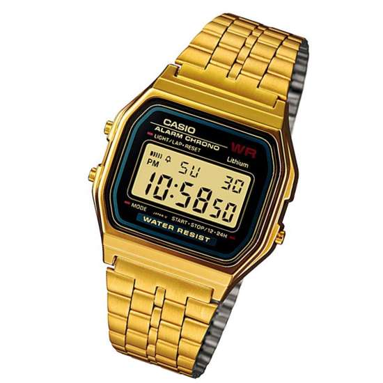 A159WGEA-1 Casio Alarm Gold Plated Vintage Digital Watch 