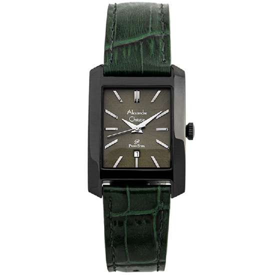 Alexandre Christie Primo Steel AC 1022MDLIPGN Green Leather Rectangular Watch