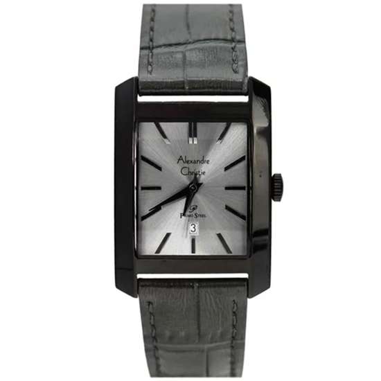 Alexandre Christie Primo Steel AC 1022MDLIPGR Grey Leather Rectangular Watch