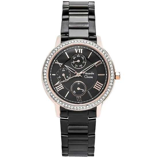 Alexandre Christie Womens 2648BFBBRBA Black Stainless Steel Fashion Watch