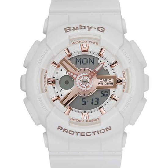 Casio Baby-G Ladies White Watch BA110RG-7 BA-110RG-7A