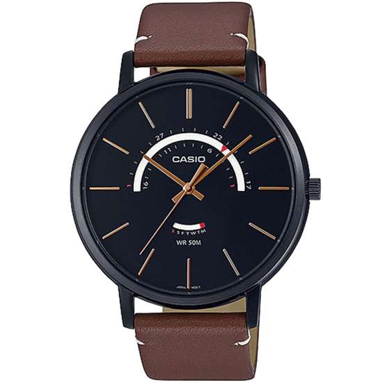 Casio Quartz MTP-B105BL-1AV MTPB105BL-1A Male Leather Watch