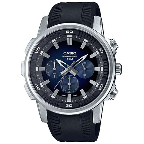 Casio Classic Blue Chronograph MTP-E505-2A MTPE505-2 Rubber Watch