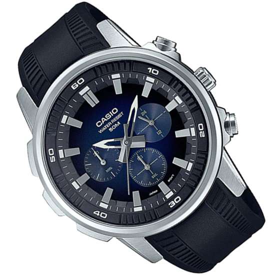 Casio Classic Blue Chronograph MTP-E505-2A MTPE505-2 Rubber Watch