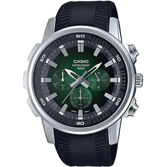 Casio Classic Green Chronograph MTP-E505-3A MTPE505-3 Rubber Watch