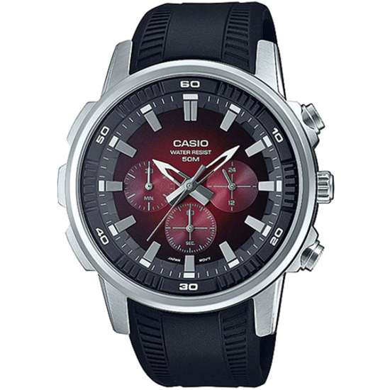 Casio Classic Red Chronograph MTP-E505-4A MTPE505-4 Rubber Watch