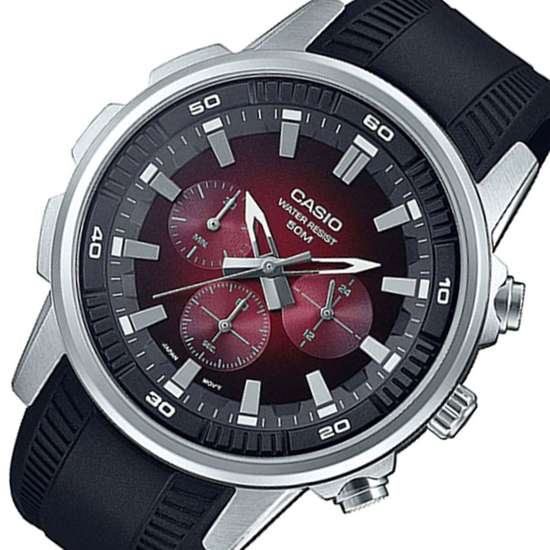 Casio Classic Red Chronograph MTP-E505-4A MTPE505-4 Rubber Watch