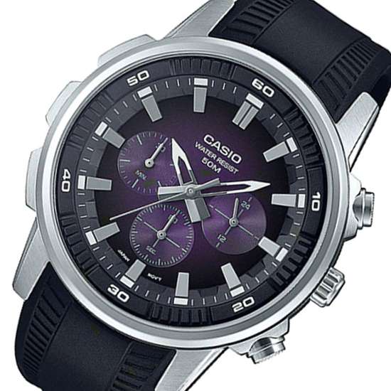 Casio Classic Purple Chronograph MTP-E505-6A MTPE505-6 Rubber Watch