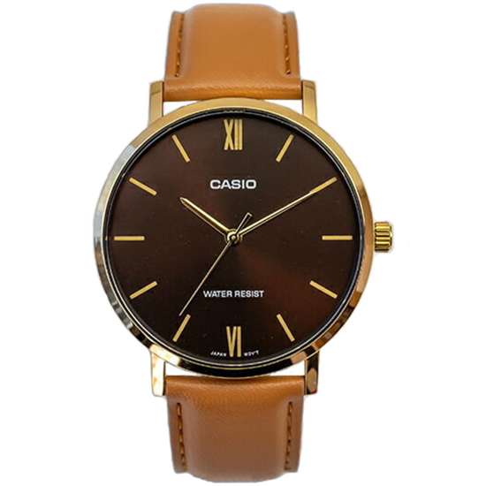 Casio Quartz Brown Leather Watch MTPVT01GL-5B MTP-VT01GL-5BV