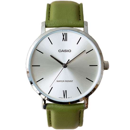 Casio MTP-VT01L-3B MTPVT01L-3B Green Leather Watch