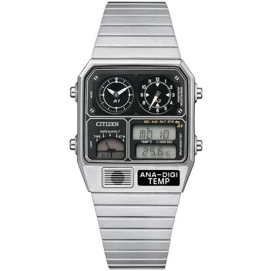 Citizen Analog Digital JG2101-78E TEMP Dual Time Rectangular Watch