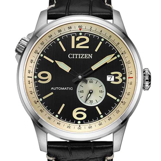 Citizen Automatic NJ0140-17E Leather Analog Mens Pilot Watch