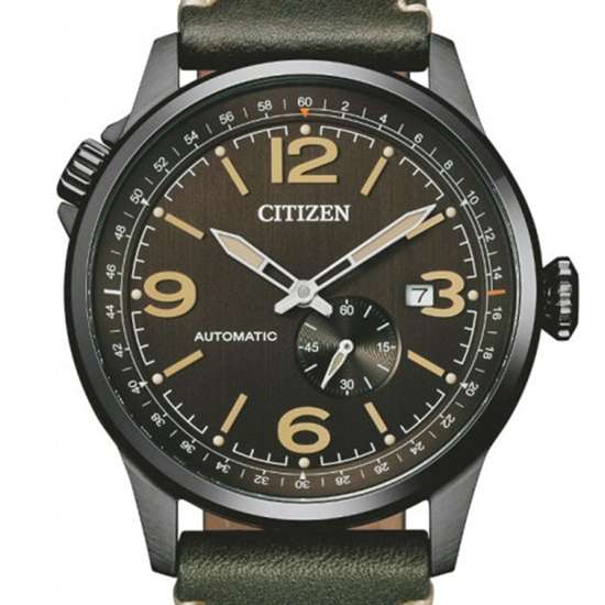 Citizen Automatic NJ0147-18X Leather Analog Mens Pilot Watch