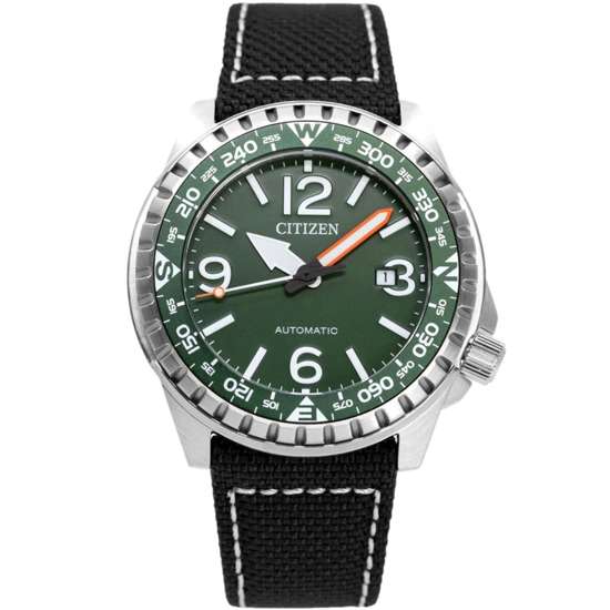 Citizen Automatic Green Dial NJ2198-16X Black Nylon Watch