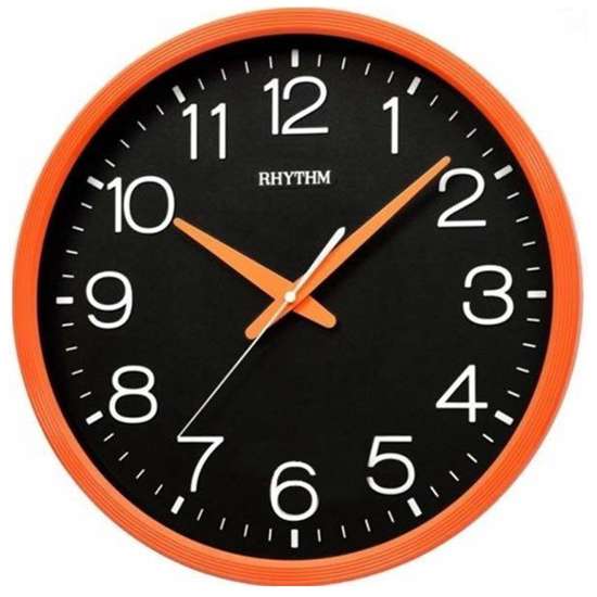 Rhythm Orange Black Decor Analog Wall Clock CMG494DR14