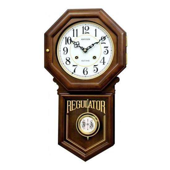 Rhythm CMJ586NR06 Real Gong Wooden Decor Wall Clock