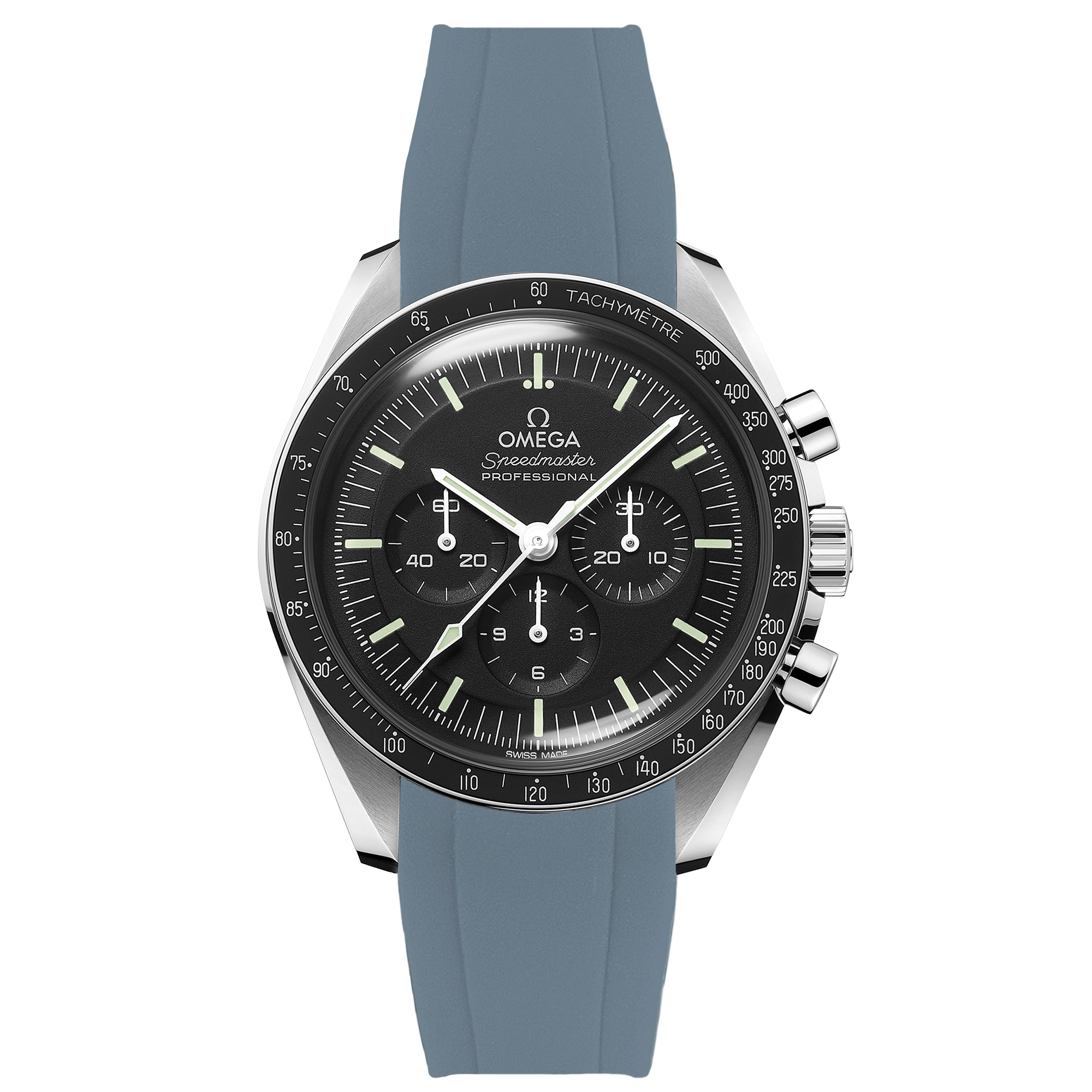 Dark Grey Curved End Rubber Watch Band | Omega Speedmaster | 20mm