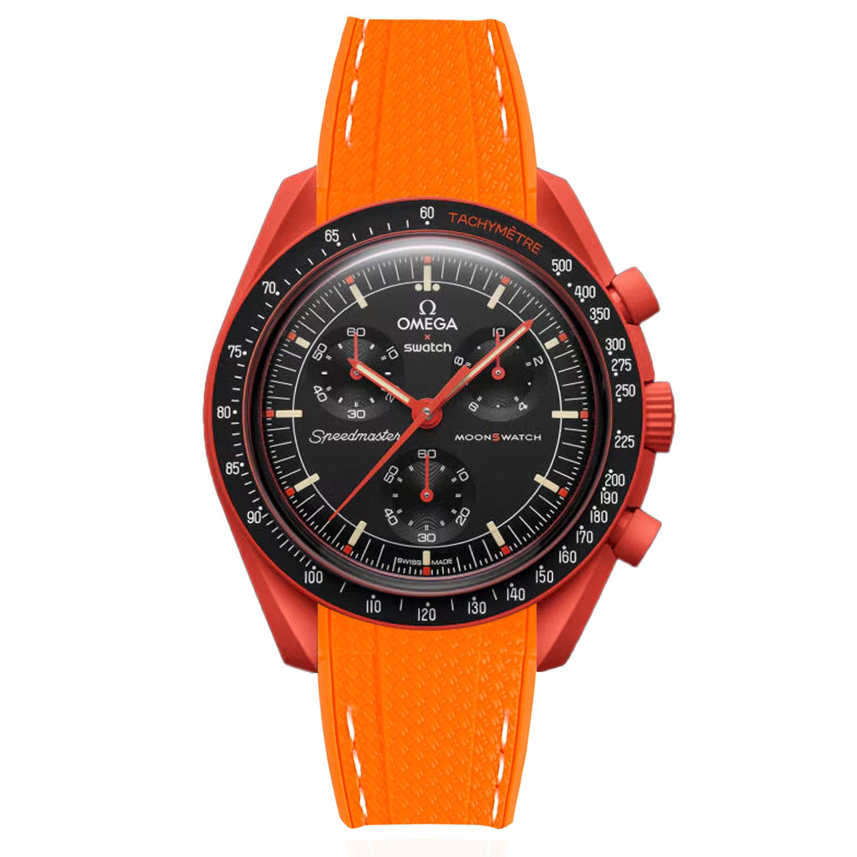 Orange/White Textured Rubber Watch Band | Omega x Swatch | 20mm