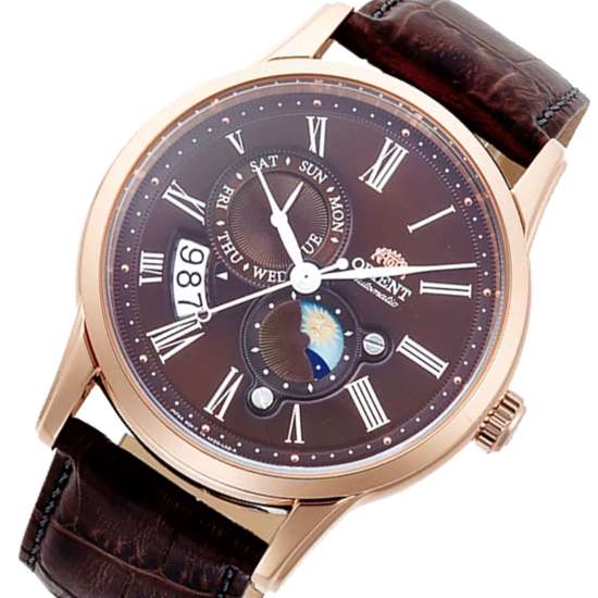 Orient Sun Moon RA-AK0009T RA-AK0009T10B Leather Watch
