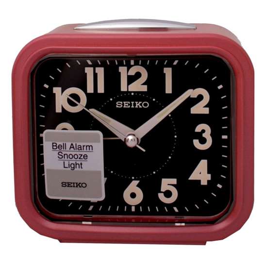 Seiko Bell Alarm Red Square Light Table Clock QHK023R