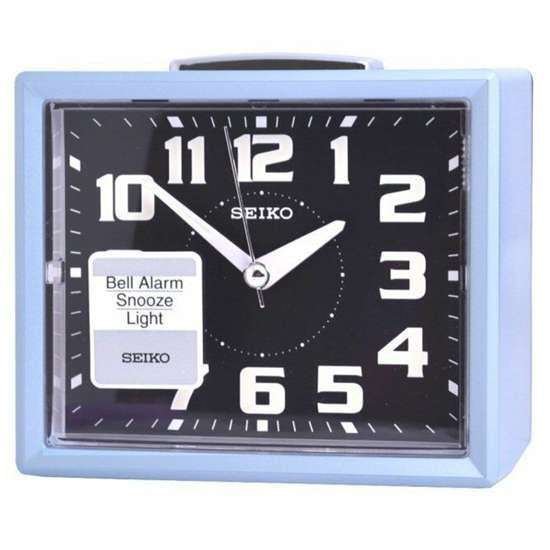 Seiko Bell Alarm Blue Square Light Table Clock QHK024L