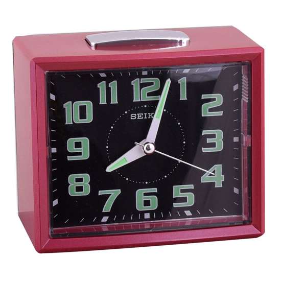 Seiko Bell Alarm Red Square Light Table Clock QHK024R