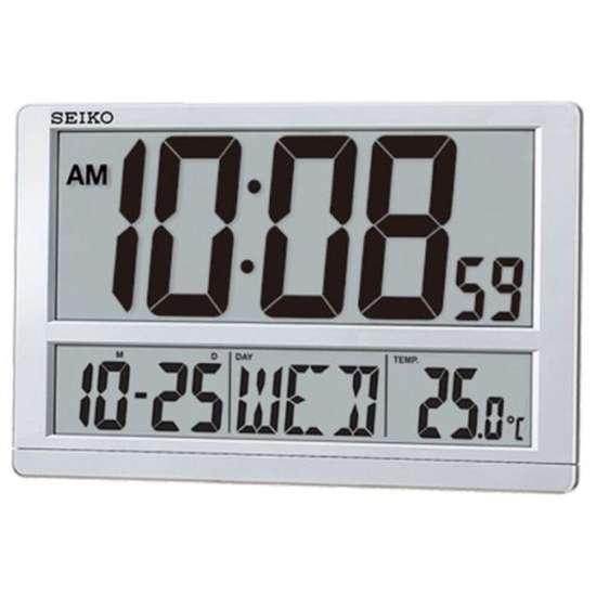 Seiko QHL080S Large LCD Thermometer Table Wall Clock