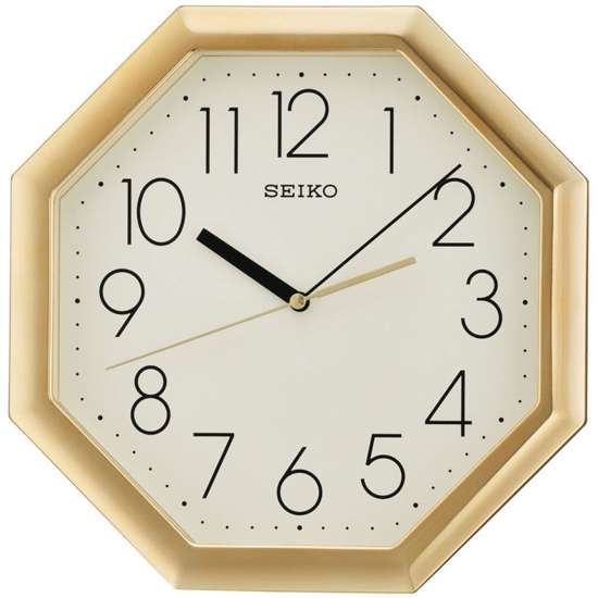 Seiko Standard Analog Gold Octagon Wall Clock QXA668G