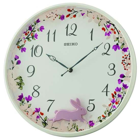 Seiko QXC238W Quartz Blue Floral Wall Clock

