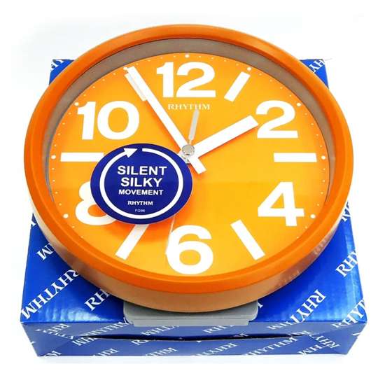 Rhythm Orange Silent Silky Move CMG890GR14 Round Wall Clock