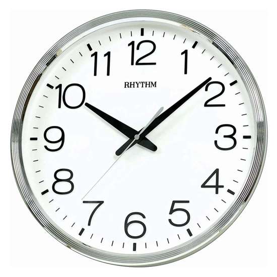 Rhythm 3D Numerals CMG494BR19 Silver Round Wall Clock
