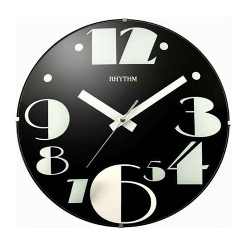 Rhythm Glass Black Analog Wall Clock CMG519NR71