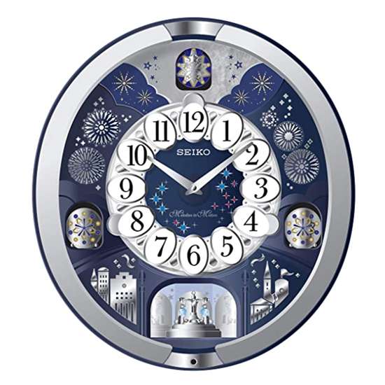Seiko Melodies in Motion QXM379S QXM379-S Metallic Silver Wall Clock