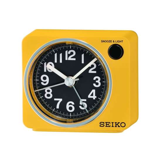 Seiko Yellow QHE100 QHE100Y QHE100YN Quartz Analog Light Snooze Beep Alarm Deck Clock