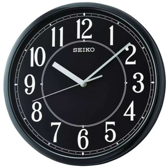 Seiko QXA756A QXA756AN Black Round Wall Clock