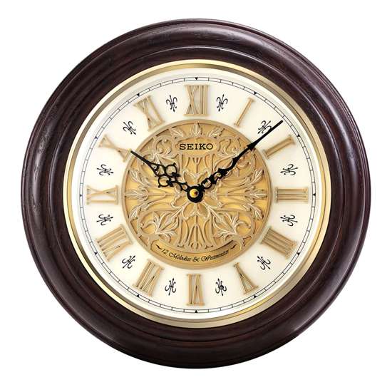Seiko Wooden Musical Wall Clock QXM342B Oak Wood Ornamental Dial Decoration