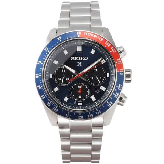 Seiko Speedtimer SBDL097 Blue Dial Chronograph Solar Pepsi Bezel Watch