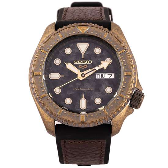 Seiko 5 Sports Vintage Style Leather Watch SRPE80K1 SRPE80 SRPE80K