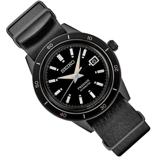 Seiko Style 60s Stealth Presage SRPH95 SRPH95J1 SRPH95J Leather Watch