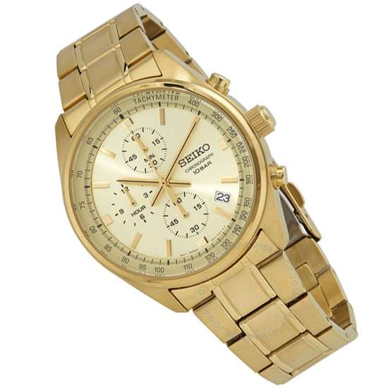 Seiko Gold Quartz SSB382P1 SSB382 SSB382P Chronograph Watch