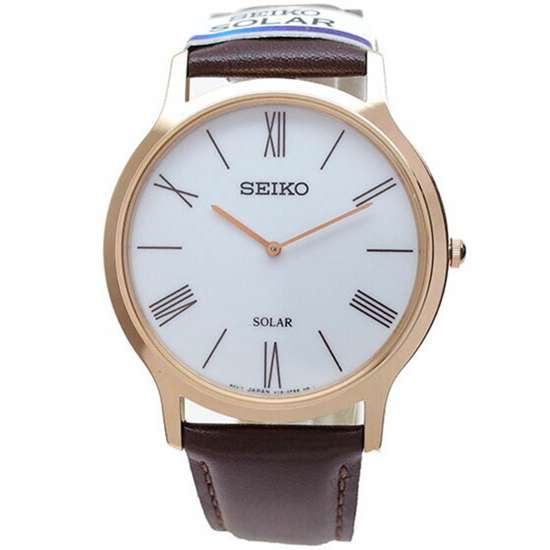Seiko Solar SUP854P1 SUP854 SUP854P Male Leather Watch
