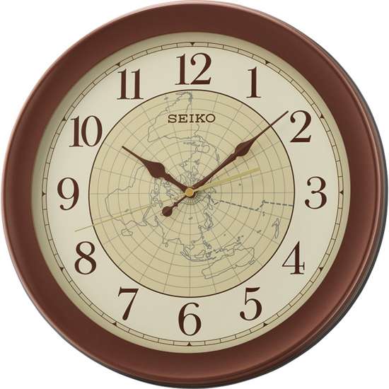 Seiko QXA709B Brown Map Wall Clock