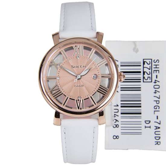 Casio Sheen SHE-4047PGL-7A SHE-4047PGL-7 White Leather Watch