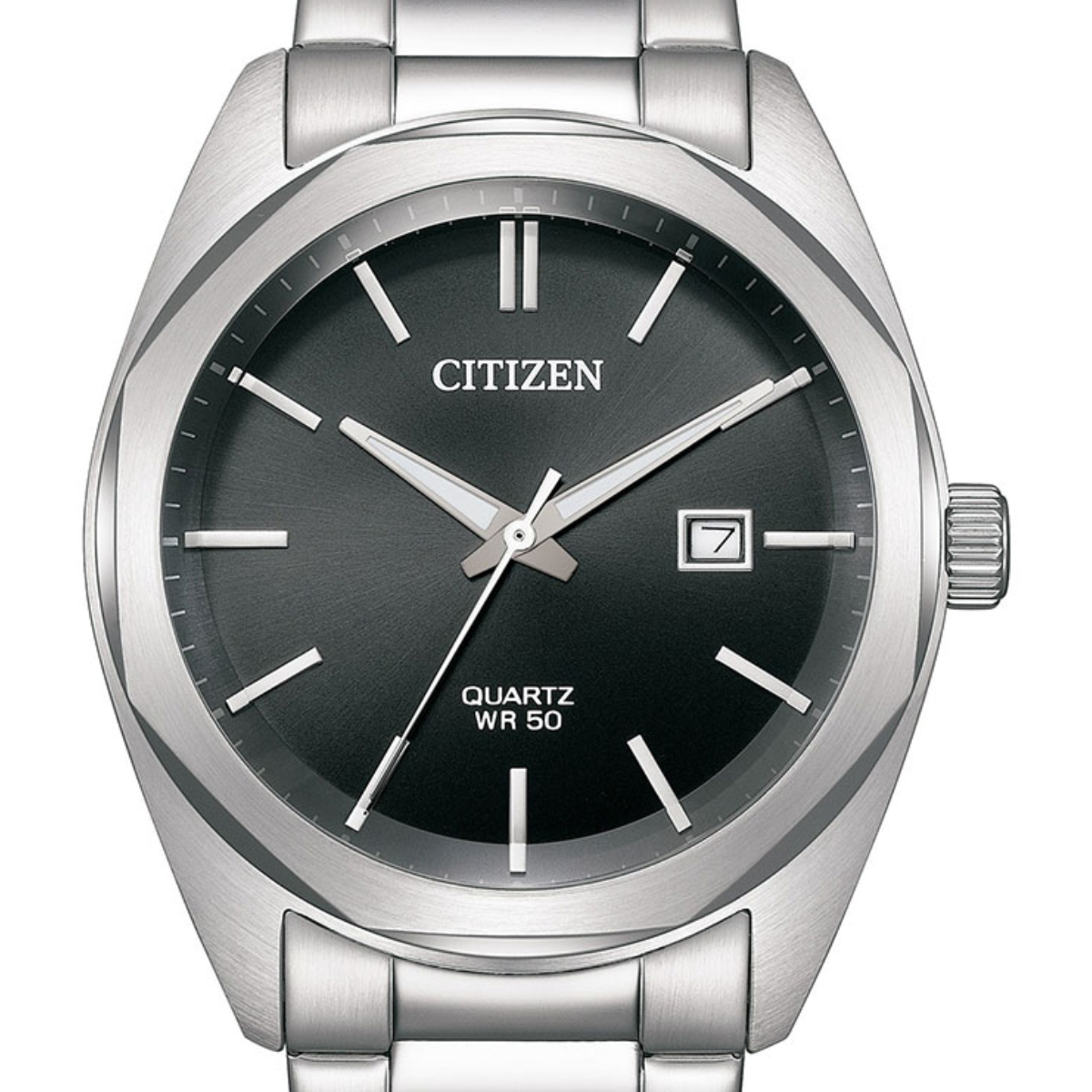 Citizen BI5110-54E BI5110 Quartz Black Dial Stainless Steel Mens Watch