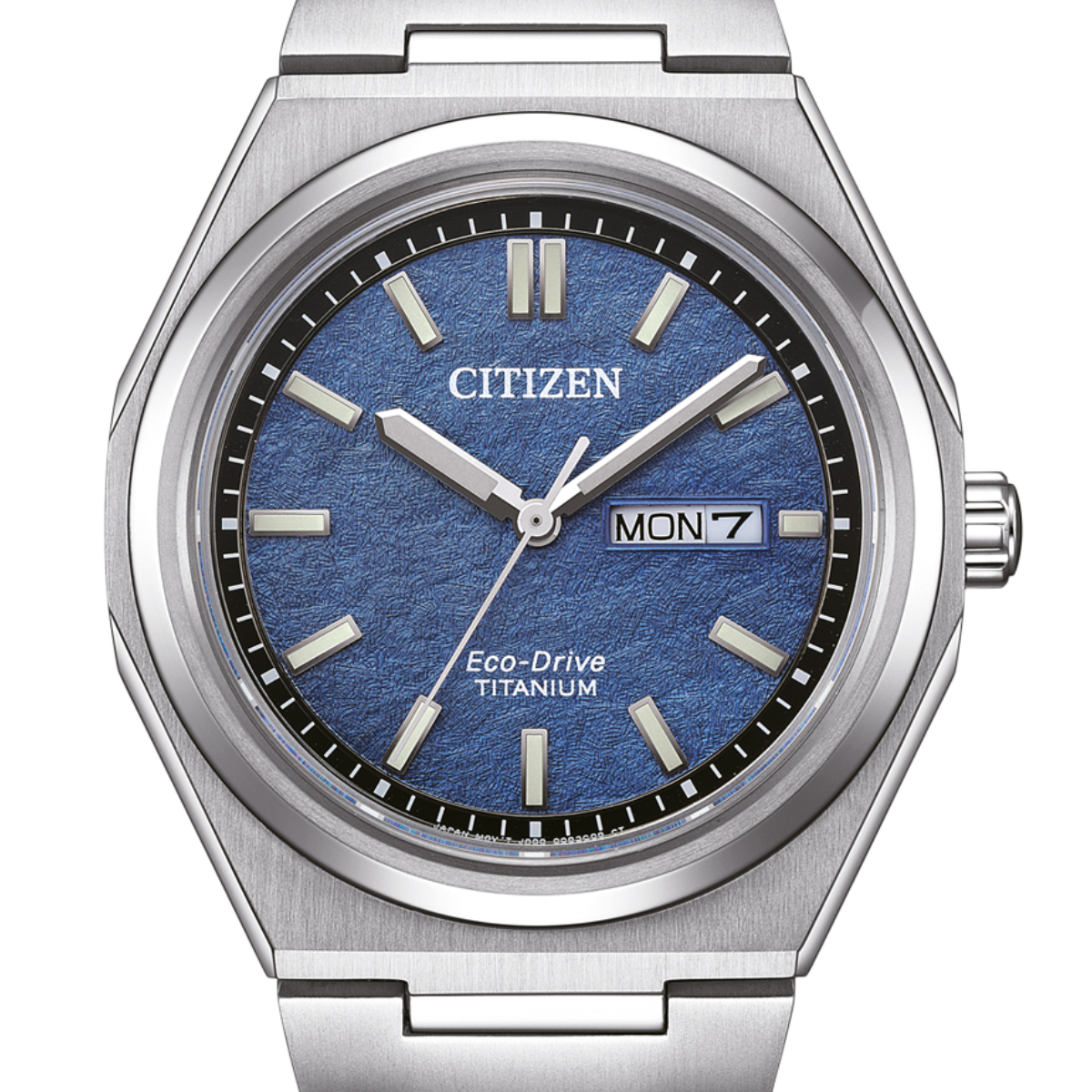 Citizen Eco-Drive AW0130-85LE AW0130 AW0130-85L Super Titanium Blue Dial Mens Watch