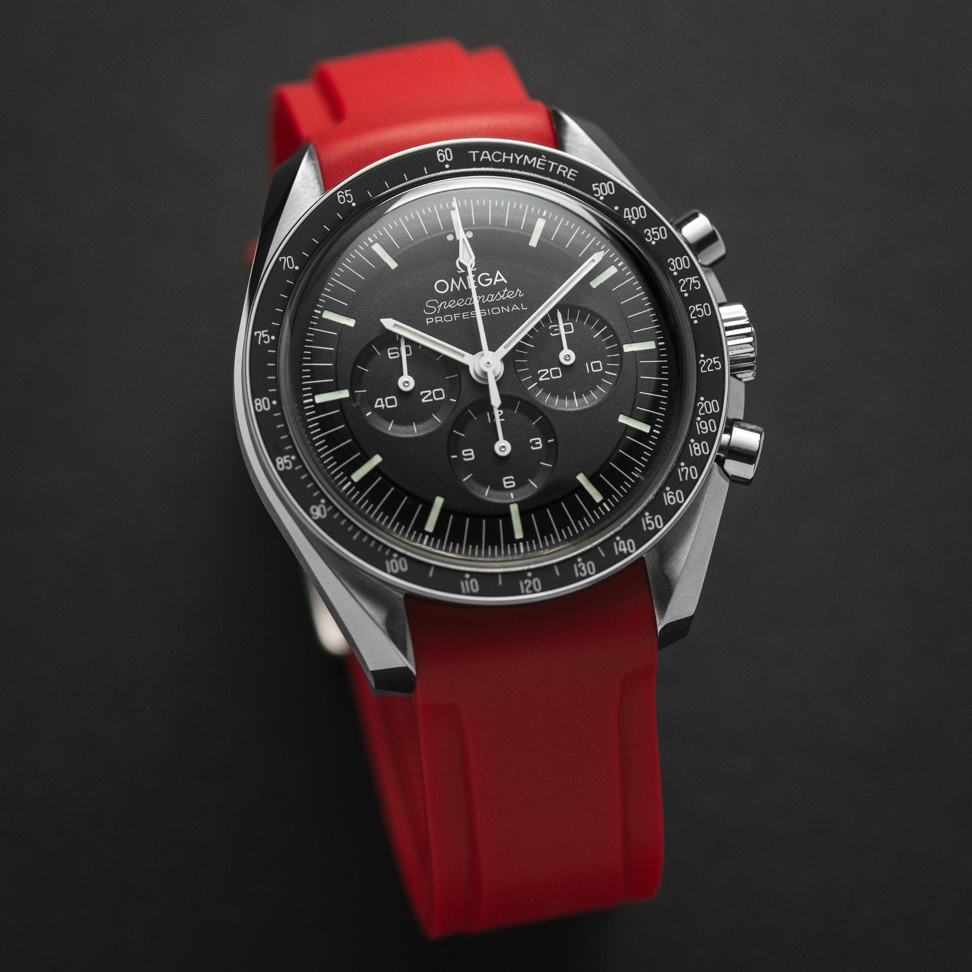 Paramount Curved End Premium Silicone Strap – Compatible with Omega Moonwatch - Yellow (2404) -StrapSeeker