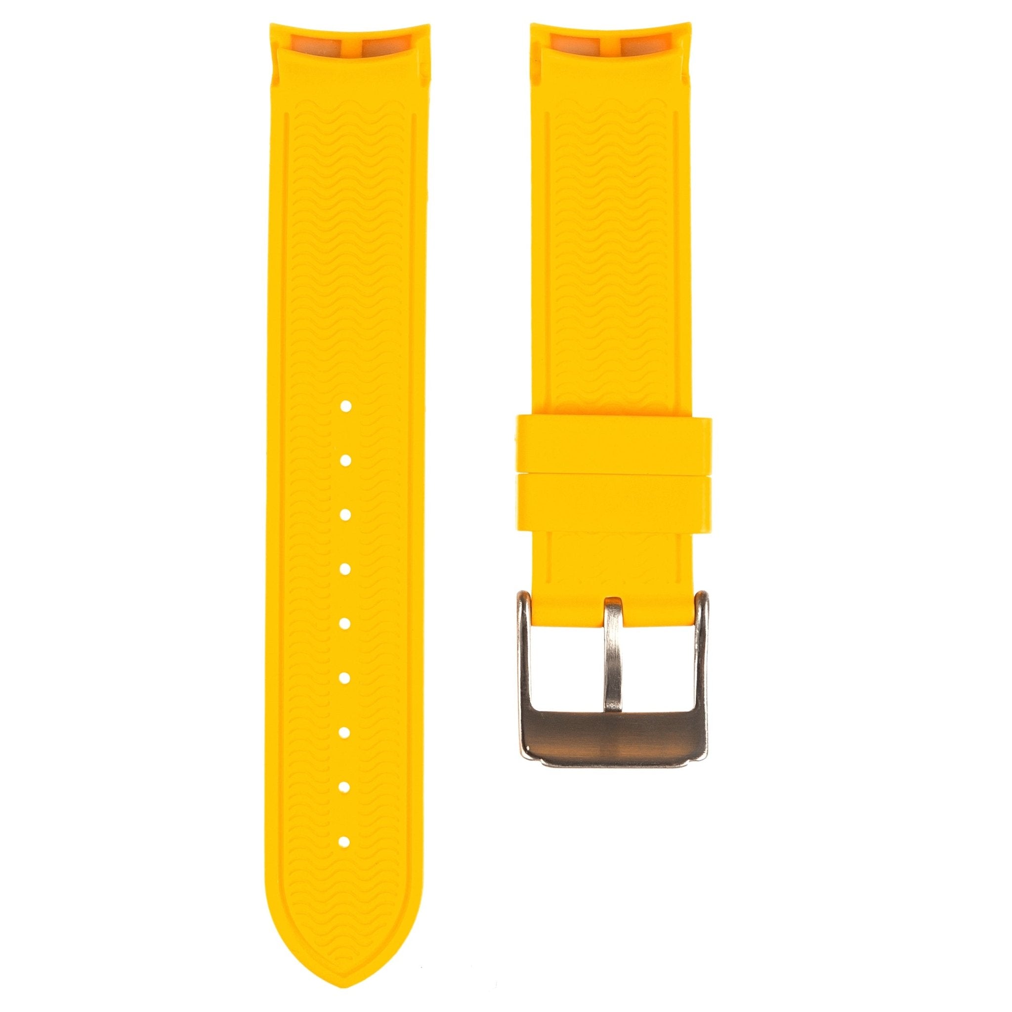 Paramount Curved End Premium Silicone Strap – Compatible with Omega Moonwatch - Yellow (2404) -StrapSeeker