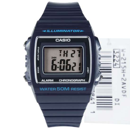 W-215H-2AVDF Casio Illumir WR50m Chronograph Blue Sport Watch