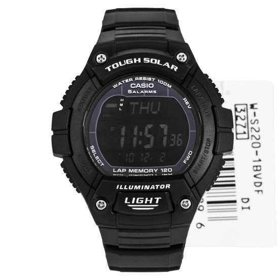 Casio Youth Black Illuminator Solar Watch W-S220-1BV WS220